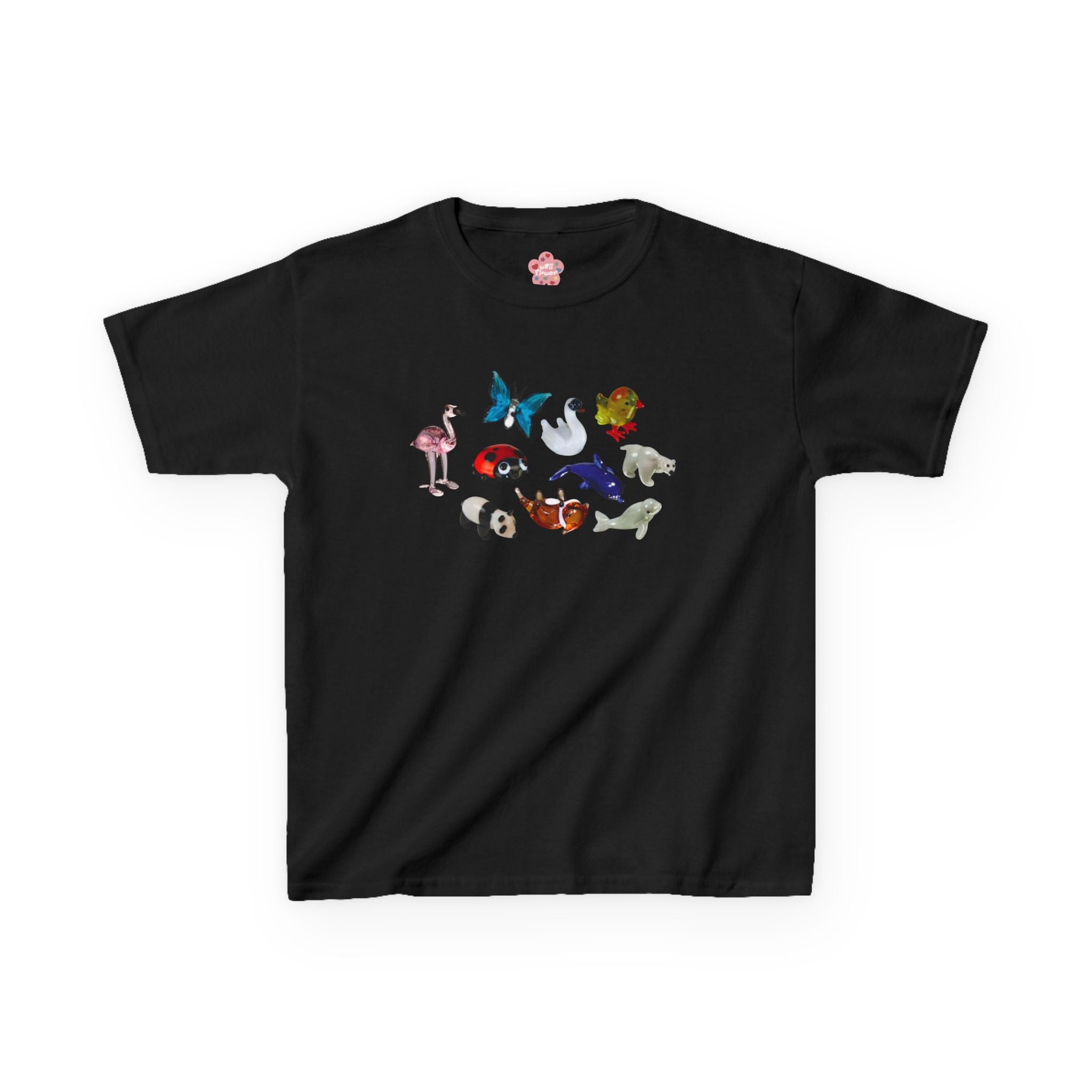 Camiseta ajustada con animales de cristal